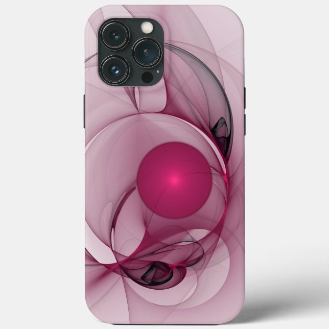 Swinging Fractal, Modern Abstract Berry Pink Art Case-Mate iPhone Case (Back)