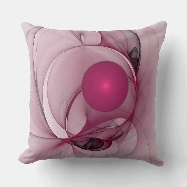 Swinging Fractal, Modern Abstract Berry Pink Art Cushion (Front)
