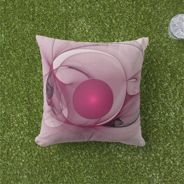 Swinging Fractal, Modern Abstract Berry Pink Art Cushion (Grass)