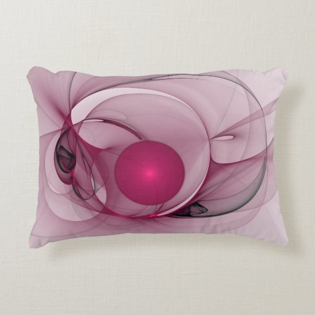 Swinging Fractal, Modern Abstract Berry Pink Art Decorative Cushion (Front)