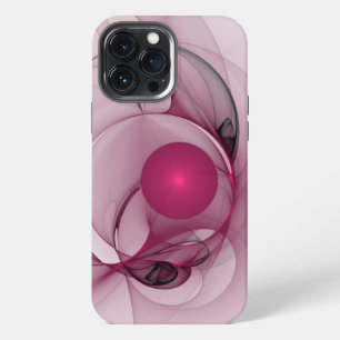 Swinging Fractal, Modern Abstract Berry Pink Art iPhone 13 Pro Max Case