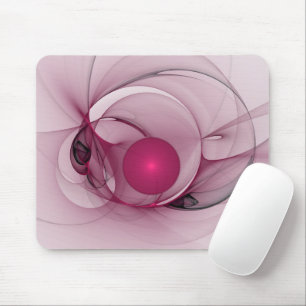 Swinging Fractal, Modern Abstract Berry Pink Art Mouse Pad
