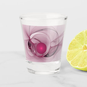 Swinging Fractal, Modern Abstract Berry Pink Art Shot Glass