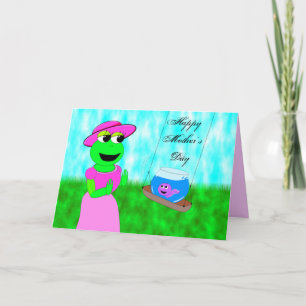 swinging frog, Mother's Day Card