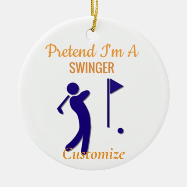 Swinging Golfer Thunder_Thunder_Cove Ceramic Tree Decoration (Front)