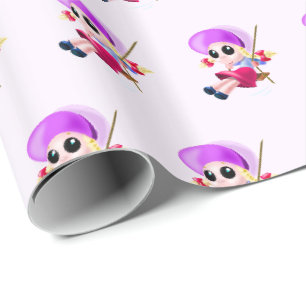 Swinging Happy Girl Wrapping Paper