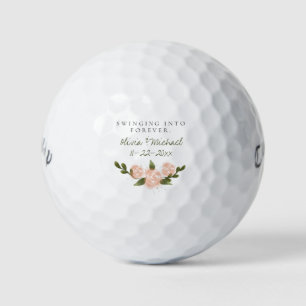 'Swinging Into Forever' Customisable Names & Date  Golf Balls