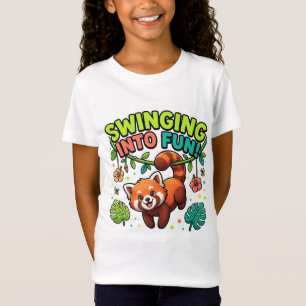 Swinging Into Fun Cute Red Panda T-Shirt Kids