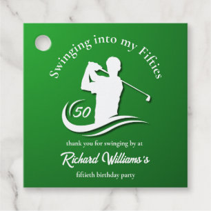 Swinging into My Fifties Modern Golf Player Party Favour Tags