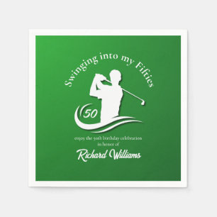 Swinging into My Fifties Modern Golf Player Party Napkin