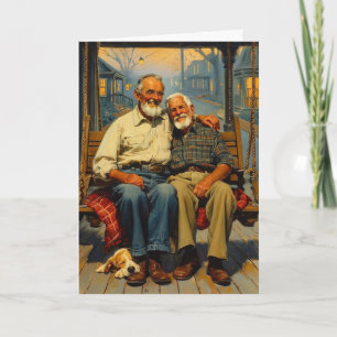 Swinging Men Porch Embrace Card