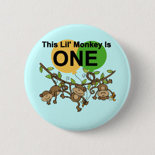 Swinging Monkeys 1st Birthday t shirts and Gifts 6 Cm Round Badge