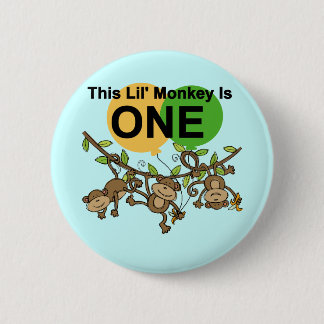 Swinging Monkeys 1st Birthday t shirts and Gifts 6 Cm Round Badge