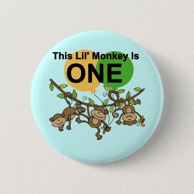 Swinging Monkeys 1st Birthday t shirts and Gifts 6 Cm Round Badge (Front)