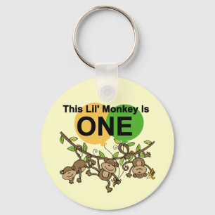Swinging Monkeys 1st Birthday t shirts and Gifts Key Ring