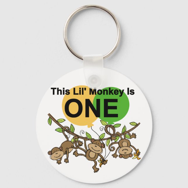 Swinging Monkeys 1st Birthday t shirts and Gifts Key Ring (Front)