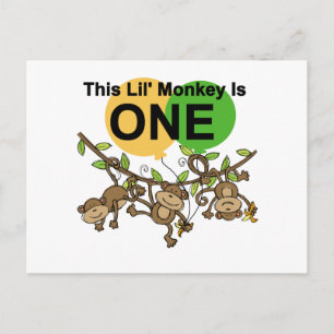 Swinging Monkeys 1st Birthday t shirts and Gifts Postcard