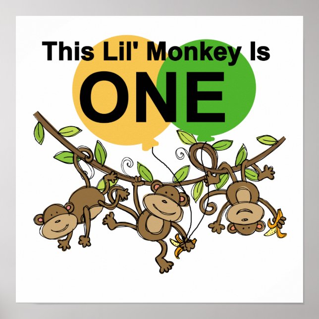 Swinging Monkeys 1st Birthday t shirts and Gifts Poster (Front)