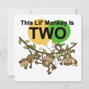 Swinging Monkeys 2nd Birthday T-shirts and Gifts Card
