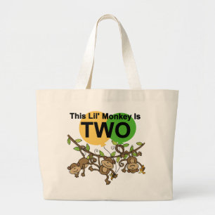 Swinging Monkeys 2nd Birthday T-shirts and Gifts Large Tote Bag