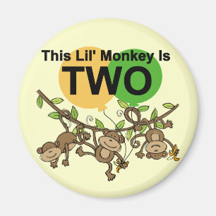 Swinging Monkeys 2nd Birthday T-shirts and Gifts Magnet