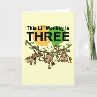 Swinging Monkeys 3rd Birthday tshirts and Gifts Card