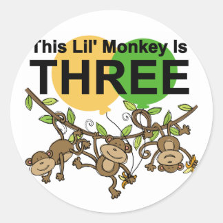 Swinging Monkeys 3rd Birthday tshirts and Gifts Classic Round Sticker
