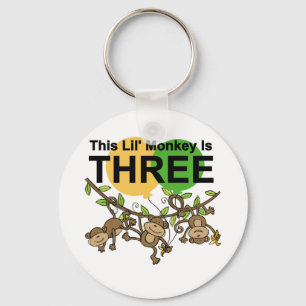 Swinging Monkeys 3rd Birthday tshirts and Gifts Key Ring