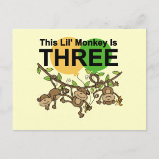 Swinging Monkeys 3rd Birthday tshirts and Gifts Postcard