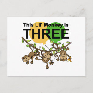 Swinging Monkeys 3rd Birthday tshirts and Gifts Postcard