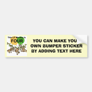 Swinging Monkeys 4th Birthday Tshirts and Gifts Bumper Sticker