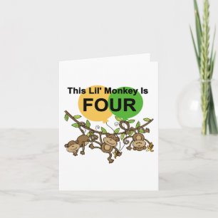 Swinging Monkeys 4th Birthday Tshirts and Gifts Card