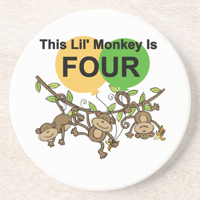 Swinging Monkeys 4th Birthday Tshirts and Gifts Coaster (Front)