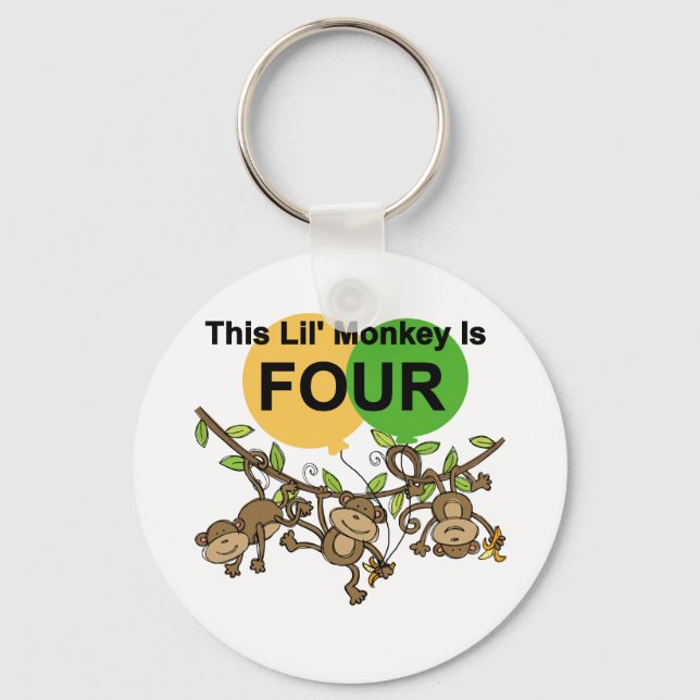 Swinging Monkeys 4th Birthday Tshirts and Gifts Key Ring (Front)