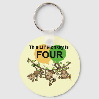 Swinging Monkeys 4th Birthday Tshirts and Gifts Key Ring