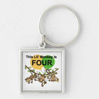 Swinging Monkeys 4th Birthday Tshirts and Gifts Key Ring