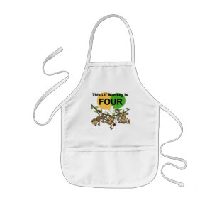 Swinging Monkeys 4th Birthday Tshirts and Gifts Kids Apron