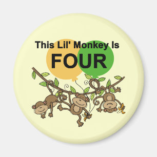 Swinging Monkeys 4th Birthday Tshirts and Gifts Magnet