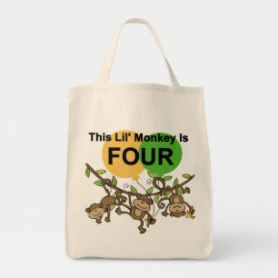 Swinging Monkeys 4th Birthday Tshirts and Gifts Tote Bag