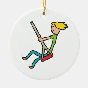 Swinging on Swing Ceramic Tree Decoration