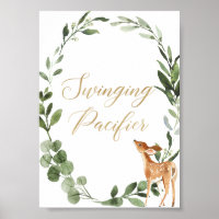 Swinging pacifier game Deer greenery gold