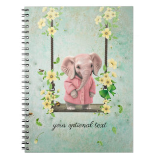 Swinging Pink Elephant Spiral Photo Notebook