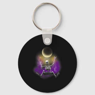 Swinging Skeleton Rockstar Moonlit Halloween Bones Key Ring