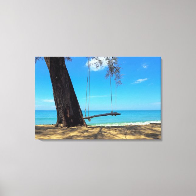 Swings & Tree on the Sand Canvas Print (Front)