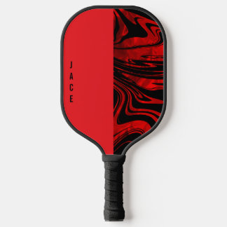 Swirl and Solid Red Monogram Pickleball Paddle