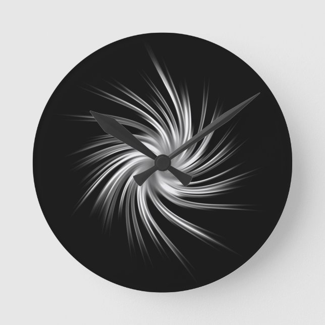 Swirl - Black Grey Gray White  Round Clock (Front)