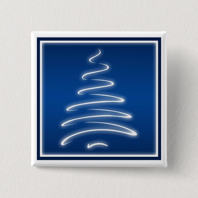 Swirl Christmas Tree Button in Blue (Front)