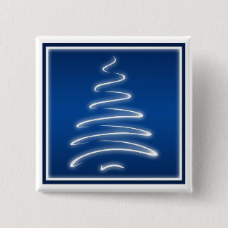 Swirl Christmas Tree Button in Blue