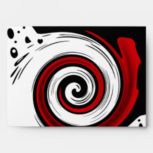 Swirl circle modern black red white colours envelope