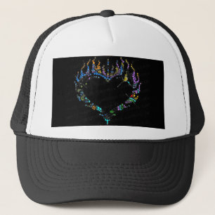 Swirl Colour Rhinestone Flaming Heart Baseball Hat